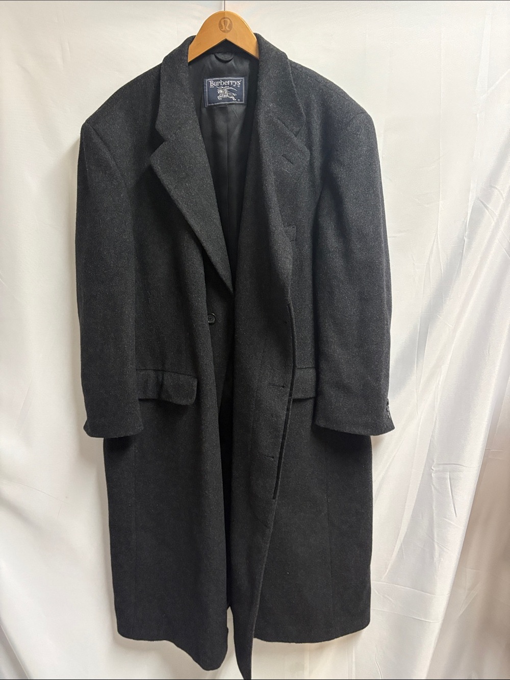 Vintage Burberrys Wool Long Coat Charcoal